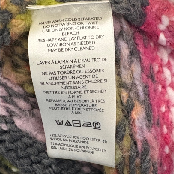 Free People NWT Snowdrift Cardigan Size XL Knit Colorful Drop Shoulder Pit 30 - Picture 11 of 13